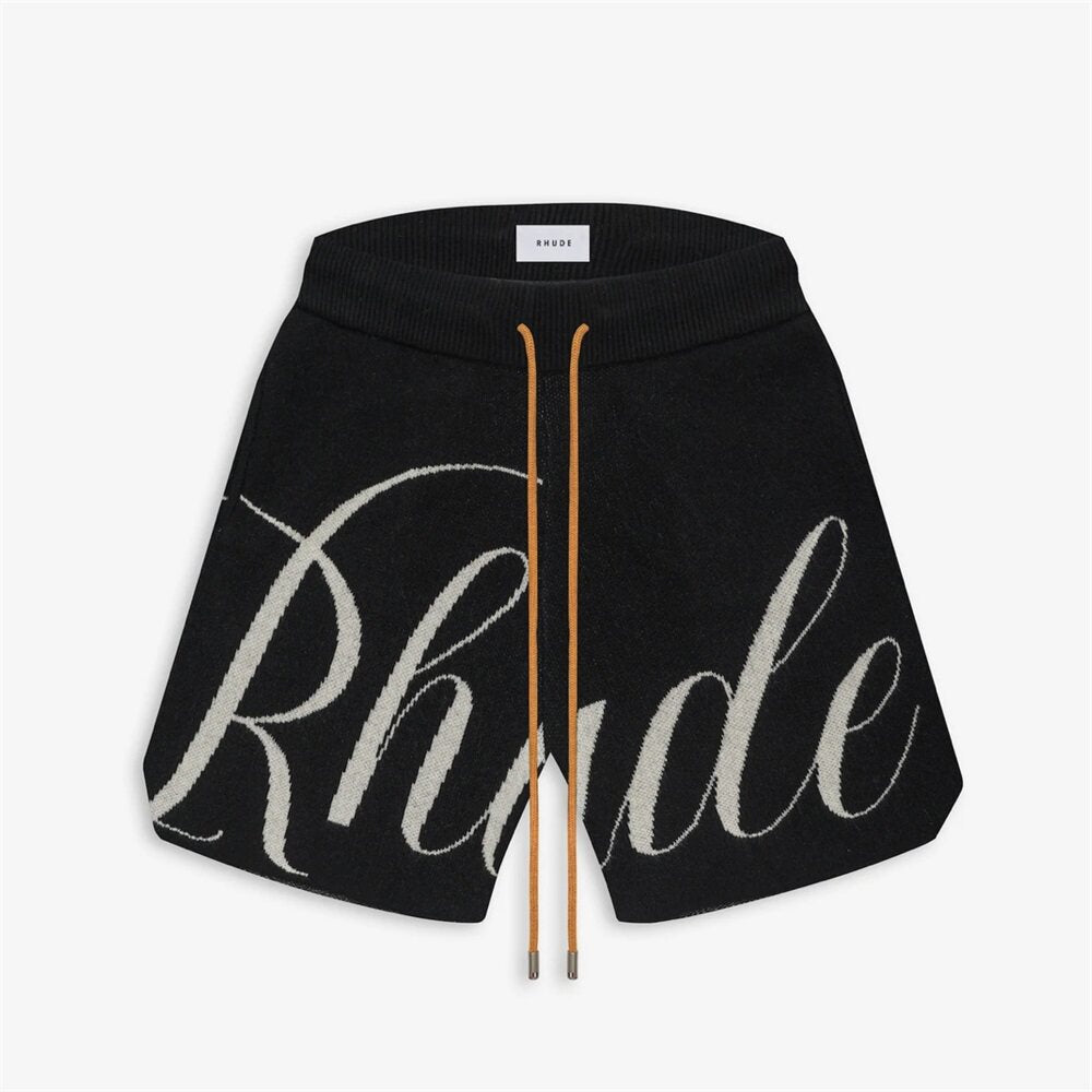 Rhude letter logo jacquard drawstring shorts