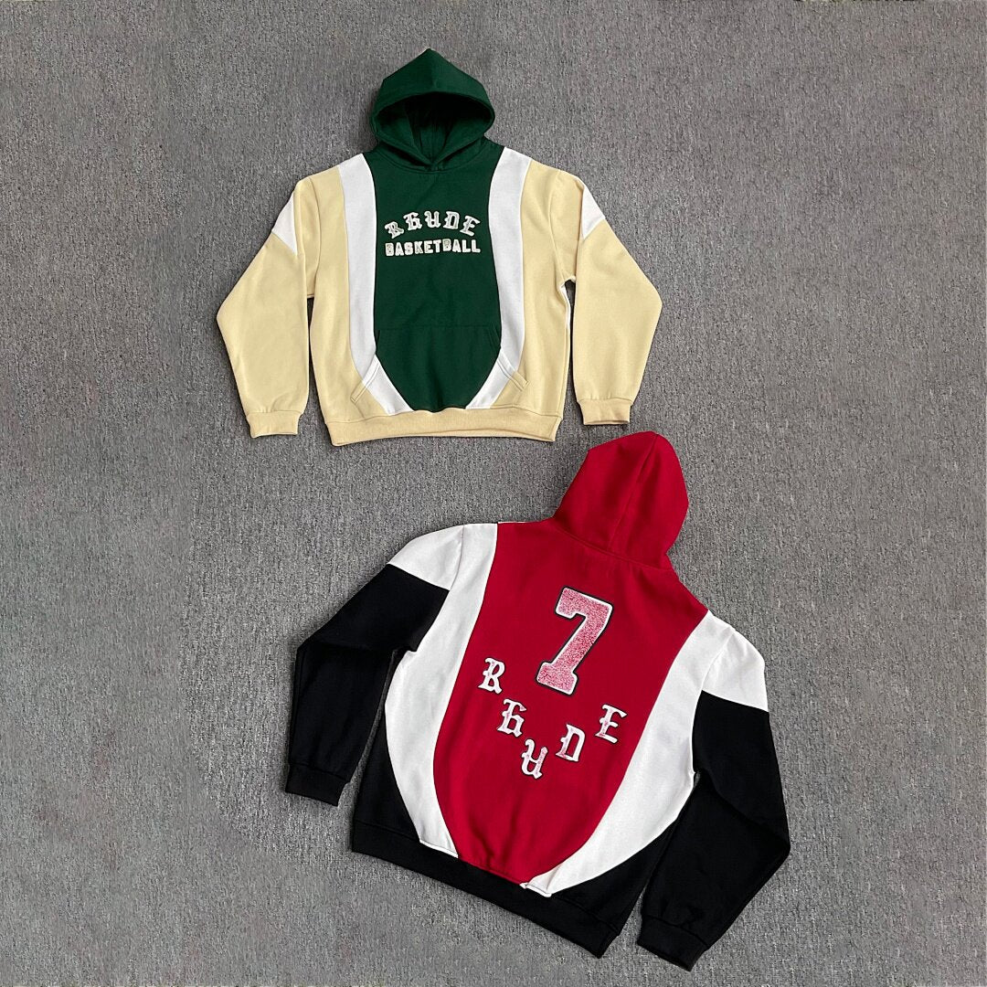 RHUDE Vintage Color Block Fleece Lined Winter Hoodie