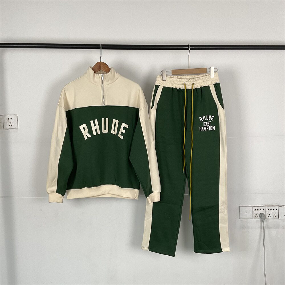 Rhude Color-matched fall-winter fleece sports casual suit