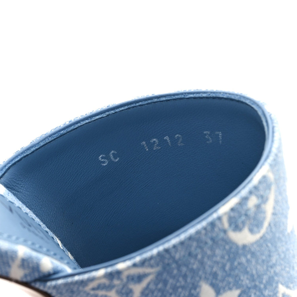 Denim Monogram Silhouette Mules 37 Blue