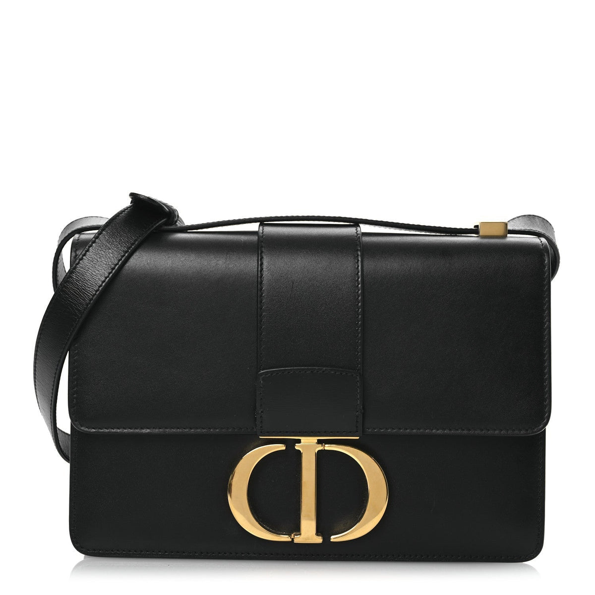 Box Calfskin 30 Montaigne Flap Bag Black