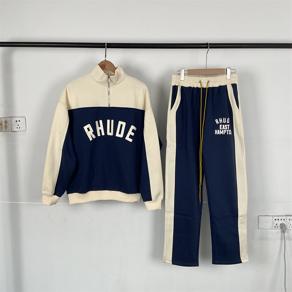 Rhude Color-matched fall-winter fleece sports casual suit