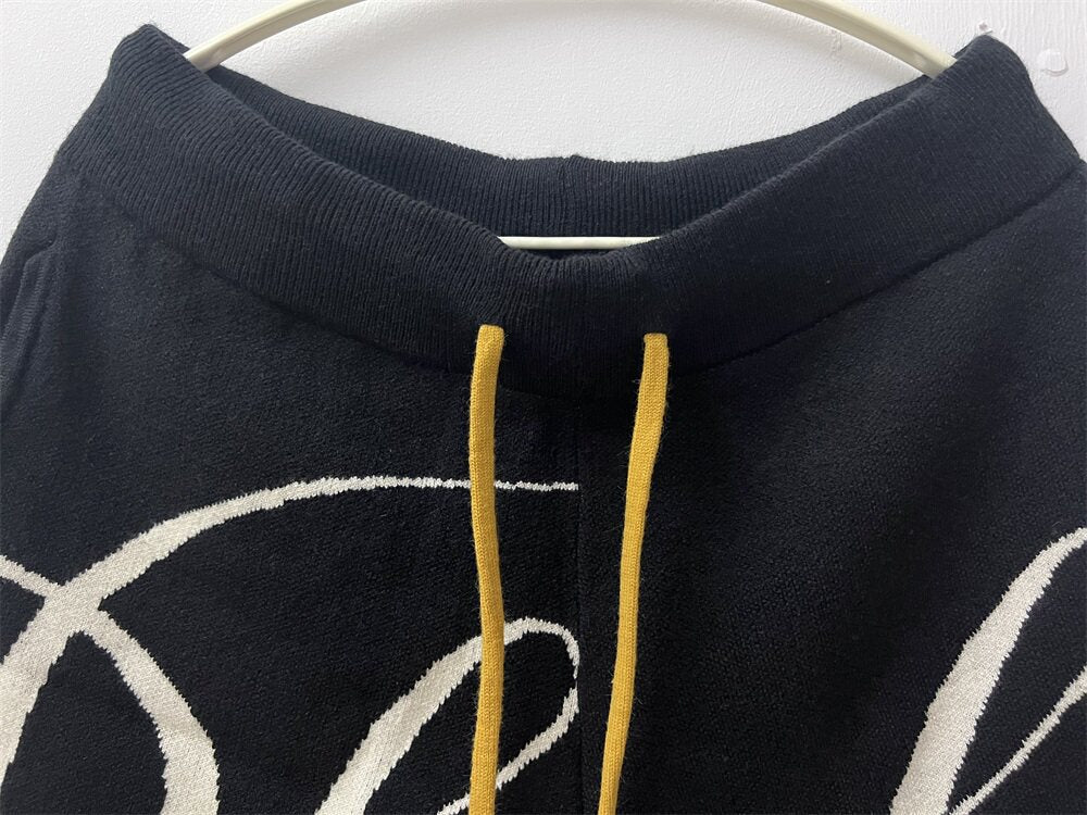 Rhude letter logo jacquard drawstring shorts