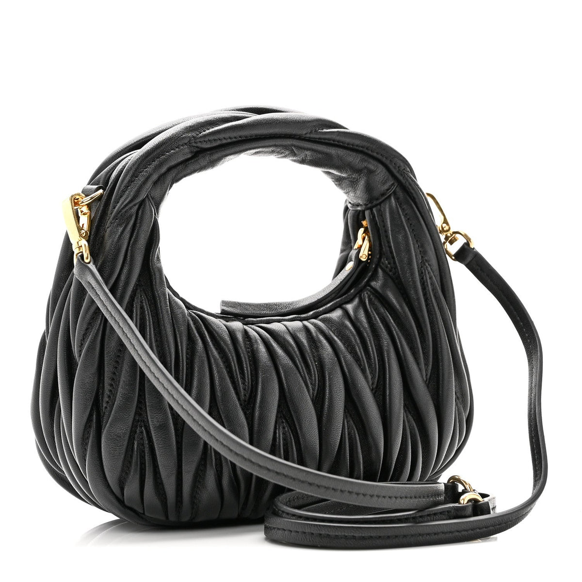Nappa Matelasse Mini Wander Hobo Black