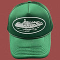 Cortiez Bold White Oval Ship Logo Trucker Hat - Green