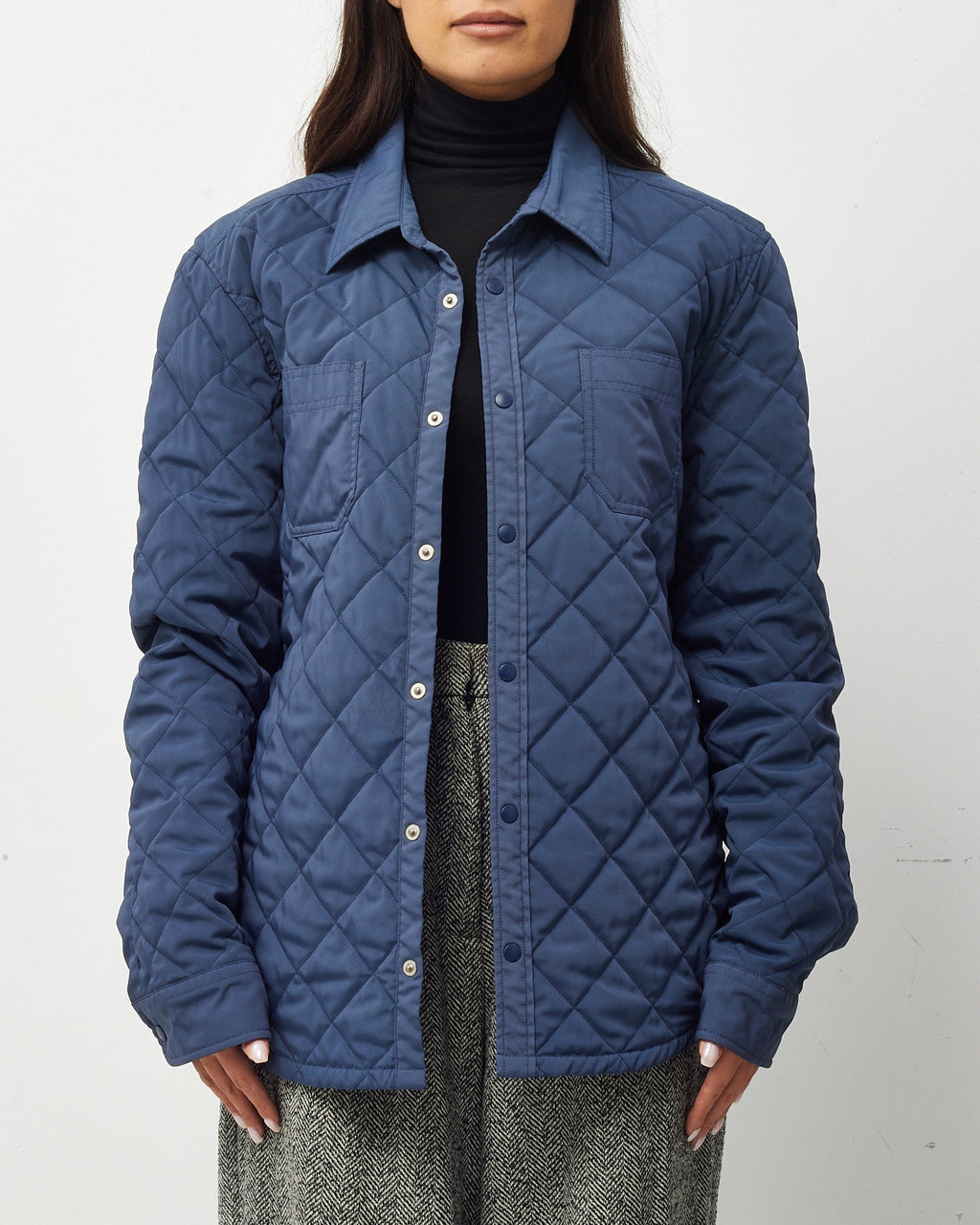 Gucci Vintage Navy Padded Diamond Quilted Nylon Jacket - M