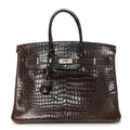 Shiny Porosus Crocodile Birkin 35 Havane