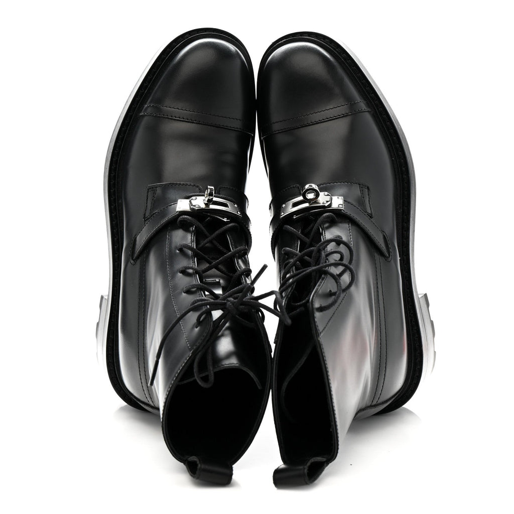 Glossed Calfskin Funk Ankle Boots 37.5 Black