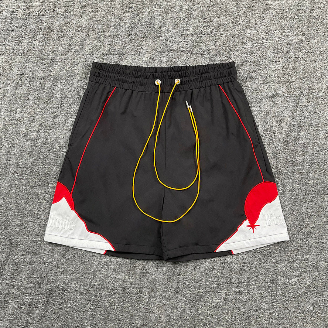 RHUDE Vintage Nylon Color Block Embroidered Drawstring Shorts
