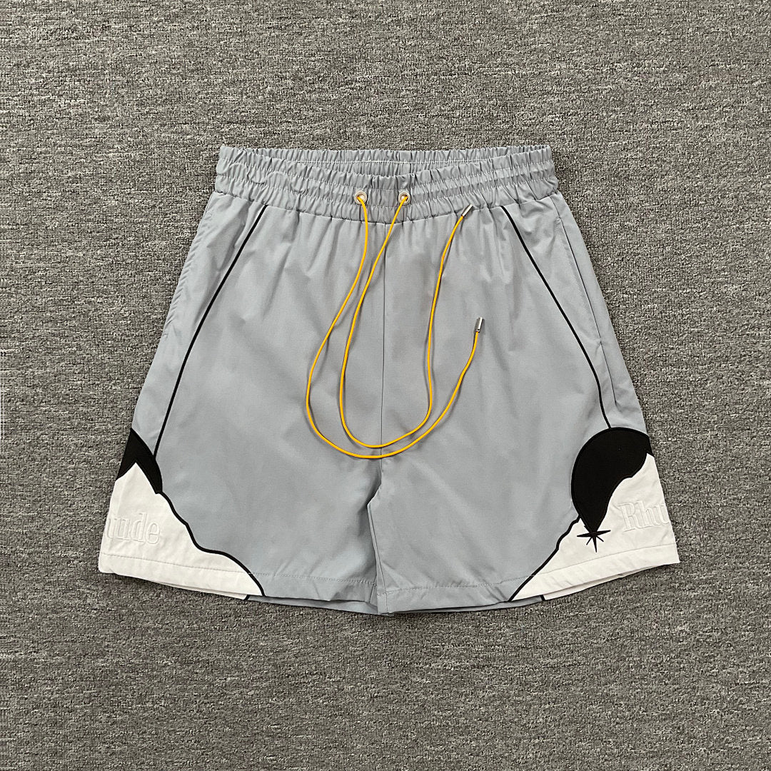 RHUDE Vintage Nylon Color Block Embroidered Drawstring Shorts