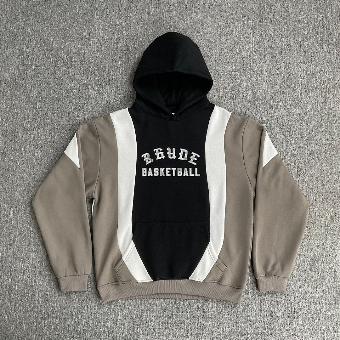RHUDE Vintage Color Block Fleece Lined Winter Hoodie